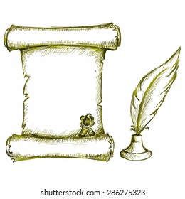 Vector pen and papyrus for writing