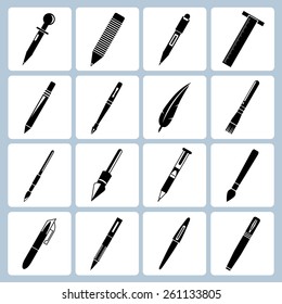 vector pen, pencil and marker icons