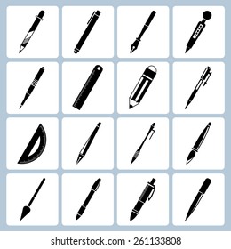 vector pen, pencil and marker icons