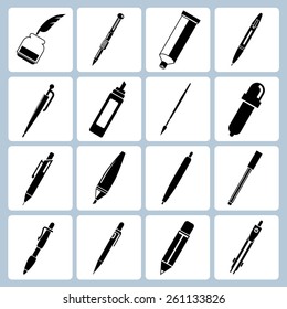 vector pen, pencil and marker icons