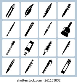 vector pen, pencil and marker icons