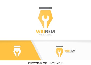 Vector pen and repair logo combination. Write and fix symbol or icon. Unique law and service logotype design template.