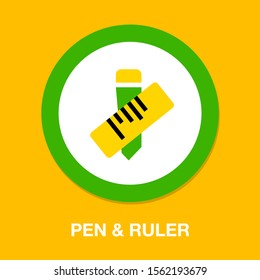 Vector Pen With Ruler Symbol, School Tool Icon