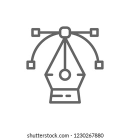Vector pen tool, computer graphic, curve control point, drawing, art line icon. Symbol and sign illustration design. Isolated on white background