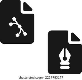Vector and pen tool file icon. File format sign. Paper page symbol.