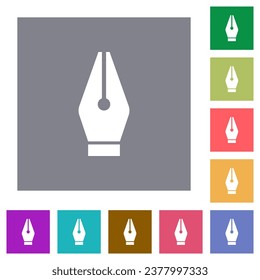 Vector pen tool flat icons on simple color square backgrounds