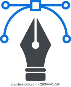Vector Pen Tool Icon Featuring Fountain Nib Drawing Bezier Curve With Anchor Points Isolated Illustration Graphic Design Software Element