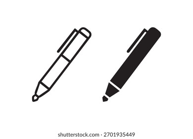 Vector Pen, write icon. line and glyph version, Signature pen outline and filled vector sign. linear and full pictogram. Symbol, logo