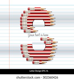 Vector of pencil alphabet S on book paper