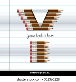 Vector of pencil alphabet Y on book paper