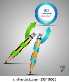 Vector pencil arrow circle for business concepts with  icons / can use for info-graphic / loop business report or plan / modern template / education template / business brochure /  system diagram