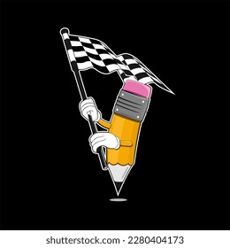 vector pencil cartoon with race flag