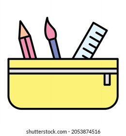  Diseño del icono de contorno relleno del estuche del lápiz del vector
