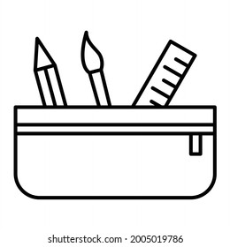 Vector Pencil Case  Outline Icon Design
