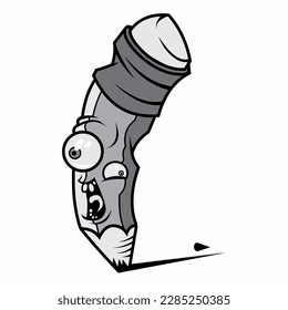 Carácter de lápiz vectorial, fondo blanco y negro.