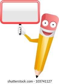 vector pencil character with sign