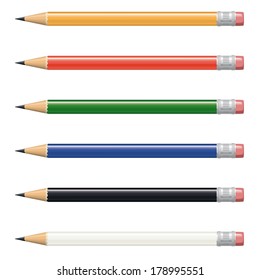 Vector Pencil Collection. Vector Illustration of pencils in various colors. Each pencil has its own layer.