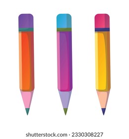 Lápiz vectorial colorido conjunto realista aislado en blanco.