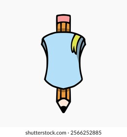 vector pencil design on a book seen from above. logo design for education
