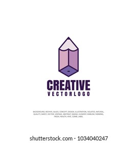 vector pencil drawing, abstract logo, school creative. Emblem of school design, world of drawing
