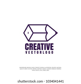 vector pencil drawing, abstract logo, school creative. Emblem of school design, world of drawing