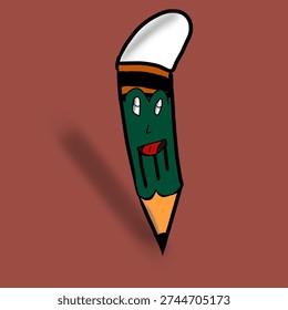 Vector pencil drawing with cute cartoon style