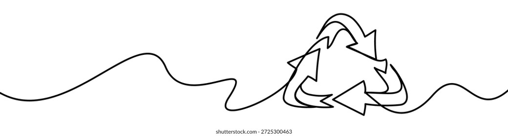 Ilustración de dibujo a lápiz de Vector de icono de flecha de reciclaje con línea. Diseño de estilo dibujado a mano de flecha de reciclaje. Signo ecológico de reciclaje para el desarrollo sostenible y el Anuncio ecológico