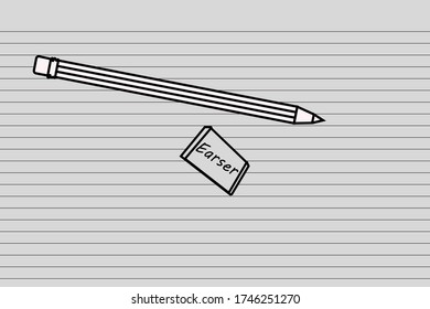 Vector Pencil And Eraser Drawing