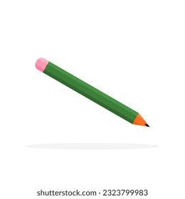 vector pencil with eraser in green color on white background