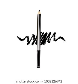 Vector pencil eyebrow with tracing line stroke. Black eye pencil or eyeliner or magnificent eyebrows. Stroke Line Isolated on White Background