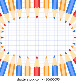 vector pencil frame, school background