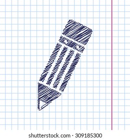 Vector pencil icon isolated on copybook background. Eps10 