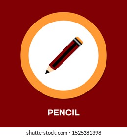 Vector Pencil Icon, Office Equipment Illustration - Education Tool, Draw Object