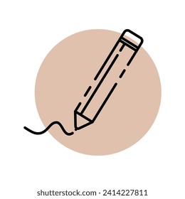Vector pencil icon on the background of a beige circle