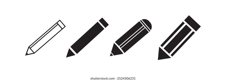 Vector pencil icon set isolated on white background.