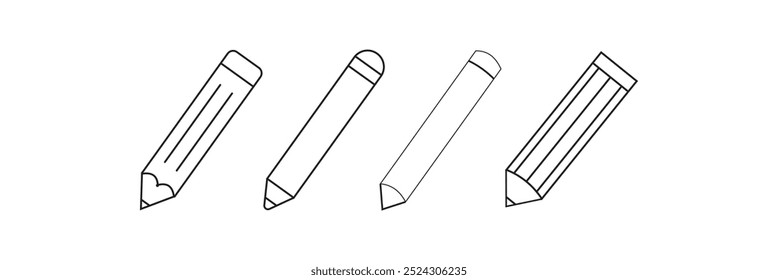 Vector pencil icon set isolated on white background.