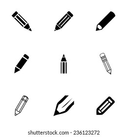 Vector pencil icon set on white background