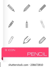 Vector pencil icon set on grey background