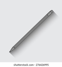 Vector Pencil Icon with shadow on a grey background
