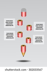 Vector : Pencil infographic on gray background