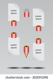 Vector : Pencil infographic on gray background
