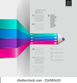 Vector Pencil Infographic Timeline Template With Icons
