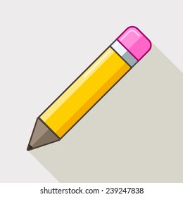 Vector pencil isolated, hand drawn icon