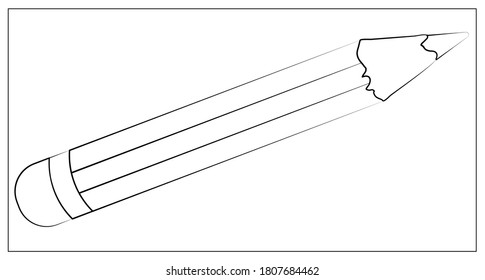 Vector Pencil line icon. Vector Flat illustration of pencil with rubber band for web design, logo, icon, app, UI. Isolated stock illustration on white.