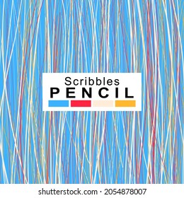 Vector pencil line scribble. Children's hand drawn elements. colorful pencil background, blue background. Grunge elements for paper designs, cards, posters, books and more. vector design