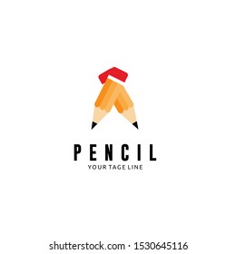 Vector Pencil Logo Design Icon in a Flat Design.
