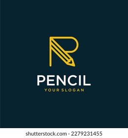 vector pencil logo design with letter r