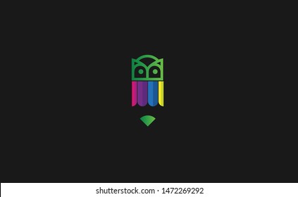 Vector Pencil Logo Icon with an owl
