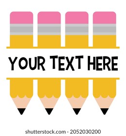 Vector Pencil Name Frame on White Background