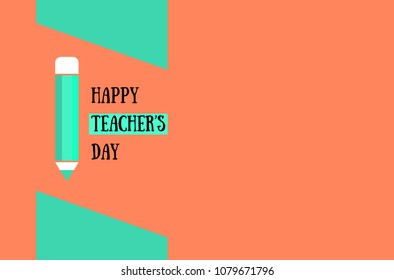 Vector pencil on background. Greeting card happy teacher's day